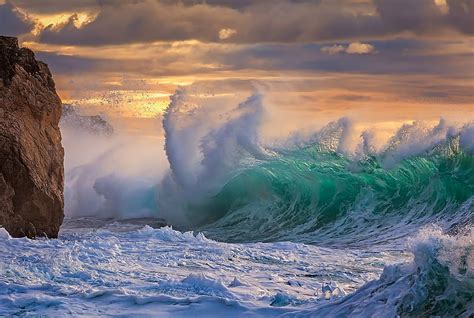 1920x1080px 1080p Free Download Crashing Waves Rock Crashing Bonito Sunset Waves Sea
