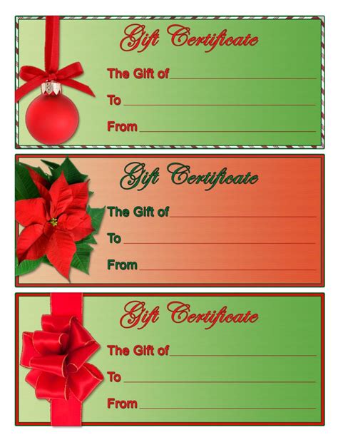 Christmas T Certificate Templates Green And Red Download Fillable