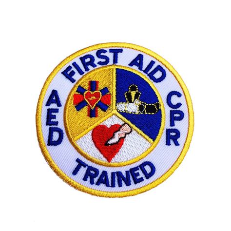 First Aid Aed Cpr Trained Patch 3 Inch Embroidered Iron Or Etsy