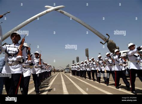 An Iraqi Army Marching Band Perform During A Funeral Procession For 13