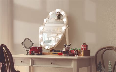 If a mirror can even provide lighting, wouldn't it be a boon? LUXFURNI Hollywood Lighted Vanity Makeup Mirror w/ 12 LED ...