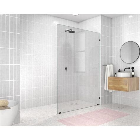 Glass Warehouse 78” X 55 In Frameless Shower Door Single Fixed Panel Matte Black In The Shower