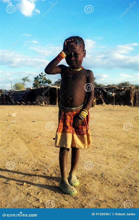 Young Himba Girl At The Market In Opuwo Namibia Editorial Photo