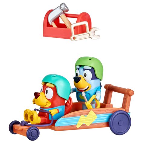 Bluey Rusty And Blueys Go Kart Figure Set In The Entertainer Toy Shop