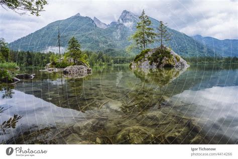 Hintersee Lake With Reflection Of Watzmann Mountain Peaks Ramsau