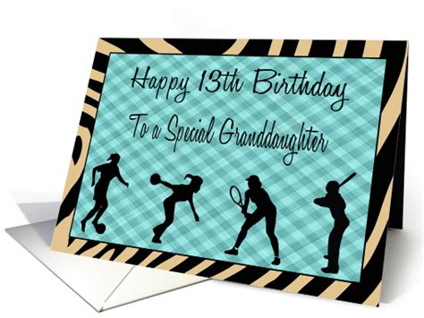 Best 13th birthday wishes birthday messages for 13 year olds you are an awesome kid and i love spending time with you. Granddaughter 13th Birthday - Girl Sports Silhouettes card (1074118)