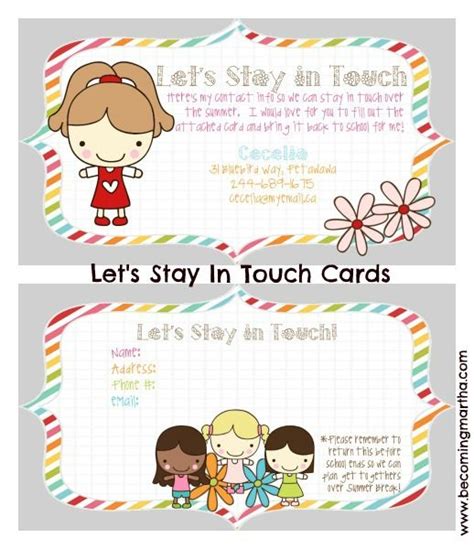 Editable Free Printable Keep In Touch Cards
