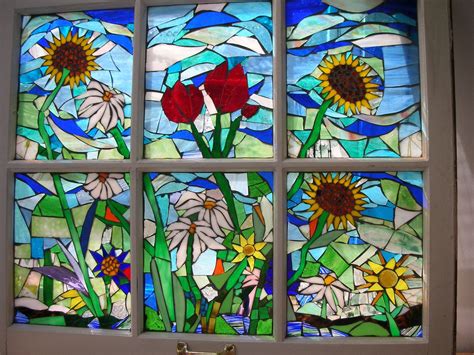 6 Pane Old Wooden Windows With Stained Glass Stained Glass Mosaic
