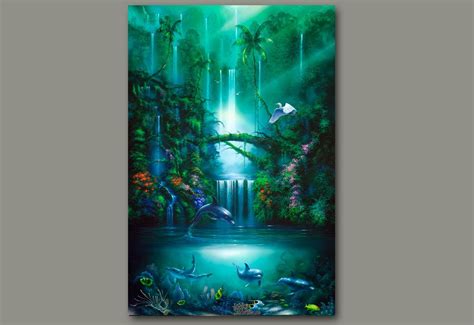 Enchanted Pool Waterfall Paintings Seascape Paintings Tropical