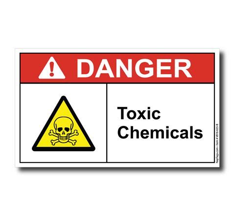 Danger Label Toxic Chemicals Vinyl Uv Laminated Naptags