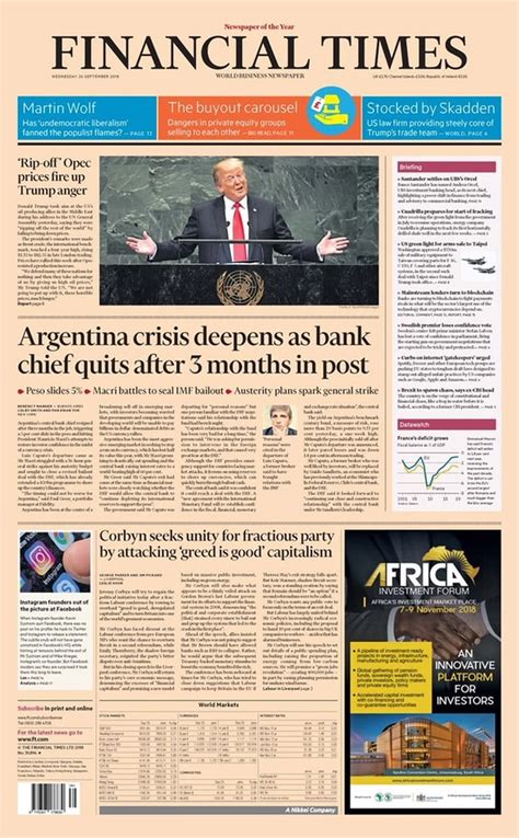 La Renuncia De Luis Caputo Al Banco Central En La Tapa Del Financial Times La Crisis De La