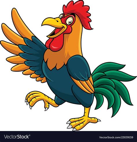 Vector Illustration Of Cartoon Rooster Presenting Download A Free