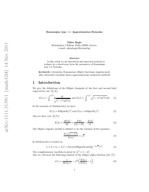 Ramanujan Formulas