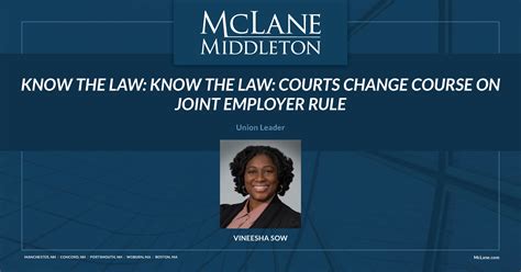 Know The Law Courts Change Course On Joint Employer Rule Mclane