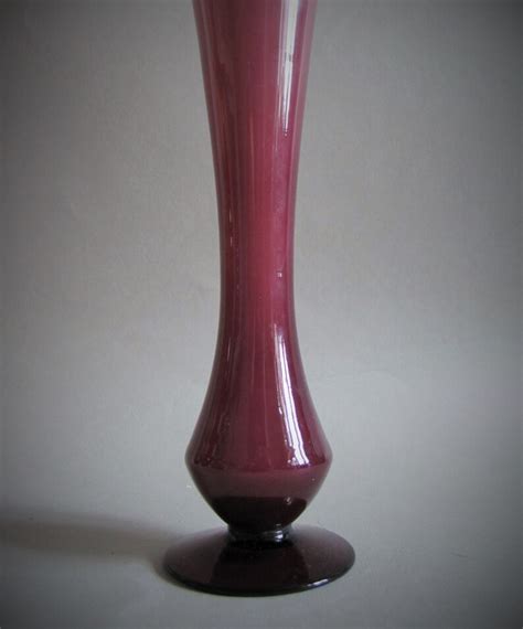 Mid Century Purple Cased Glass Vase Empoli Italy Pedestal Vase Etsy
