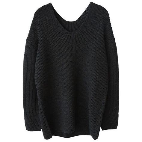 Black Oversized V Neck Chunky Sweater 84 Liked On Polyvore Featuring