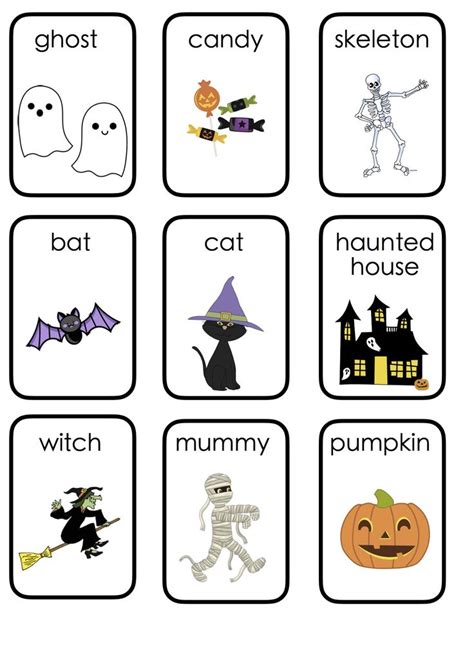 Halloween Flash Cards Halloween Vocabulary Flashcards Free Teaching