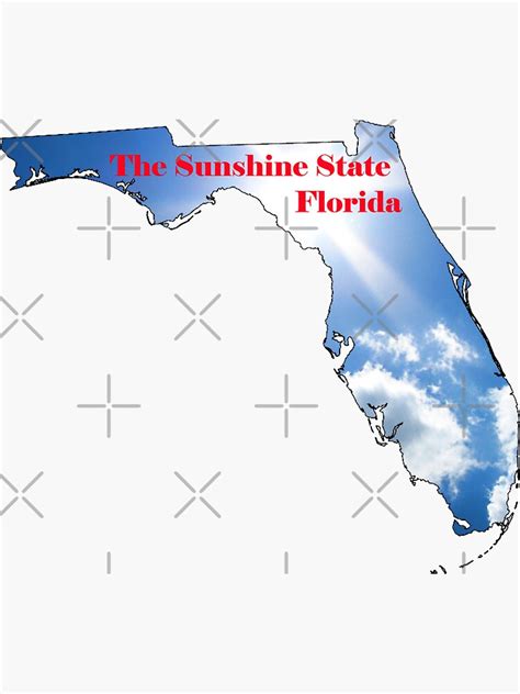 Florida Map With State Nickname The Sunshine State Sticker For Sale