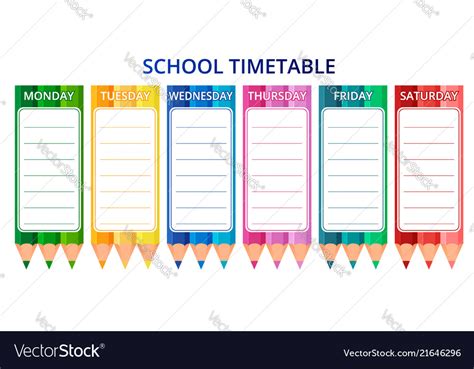 Template School Timetable For Students Or Pupils Vector Image