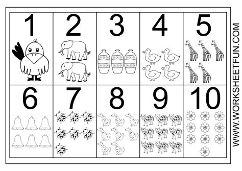 On this penny printable, kids practice tracing letters, counting coins, and they even get to do some fun coloring, too. Picture Number Chart 1-10 | Free printable numbers ...