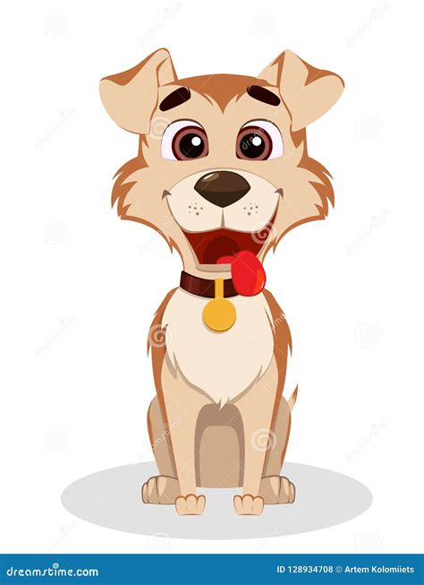 Perro Divertido Lindo Personaje De Dibujos Animados Del Perrito