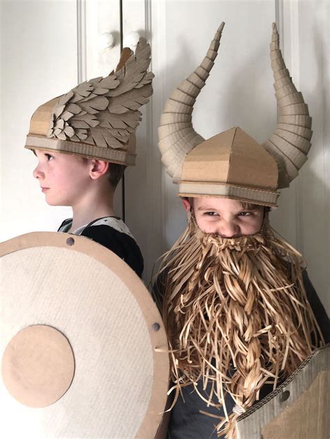 See more ideas about viking costume, costumes, vikings. A fun DIY on how to make a cardboard viking helmet with horns. | Vikings costume diy, Cardboard ...