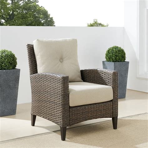 Crosley Rockport Outdoor Wicker High Back Arm Chair In Oatmeal Homesquare