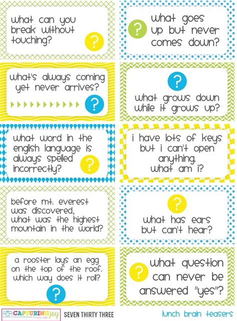 Riddles And Brain Teasers For Kids Printable