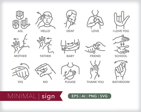 Sign Language Icons Asl Communication Icon Illustrations Eps Png
