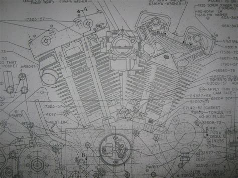 Harley Davidson Xl Sportster Engine Blueprint Poster Print Showing