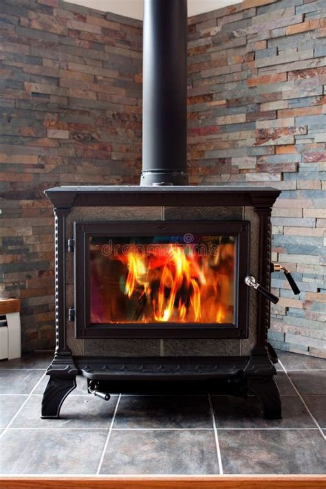 Burning Cast Iron Wood Stove Stock Photo Image Of Fire Energy 18517972