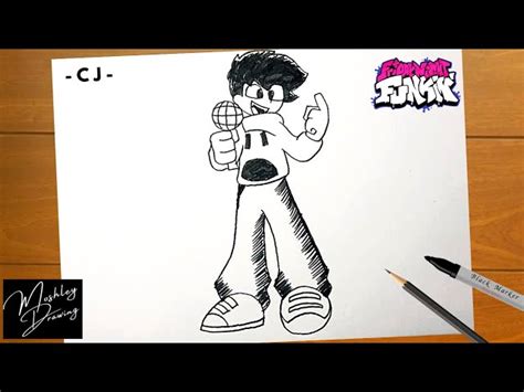 How To Draw Cj From Friday Night Funkin Mod Starlight Mayhem Easy