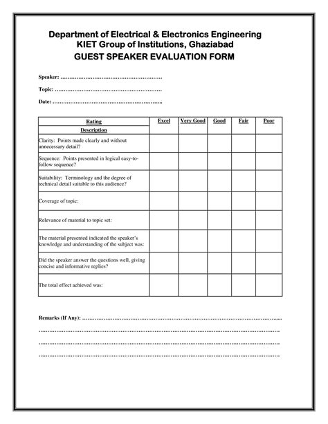 Free 14 Speaker Evaluation Forms In Pdf