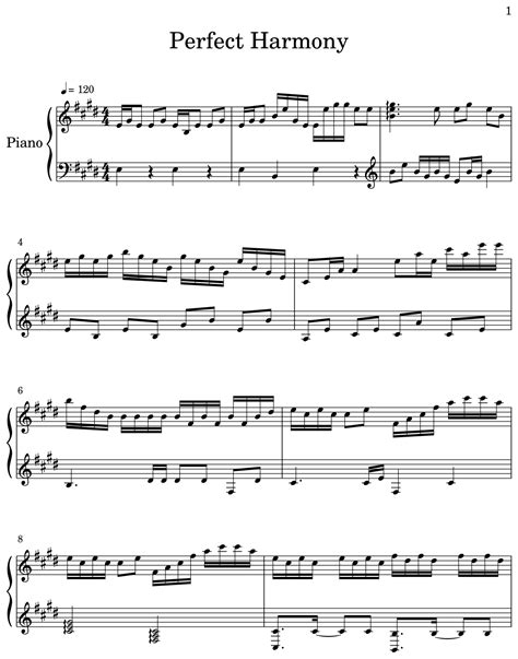 Perfect Harmony Sheet Music For Piano