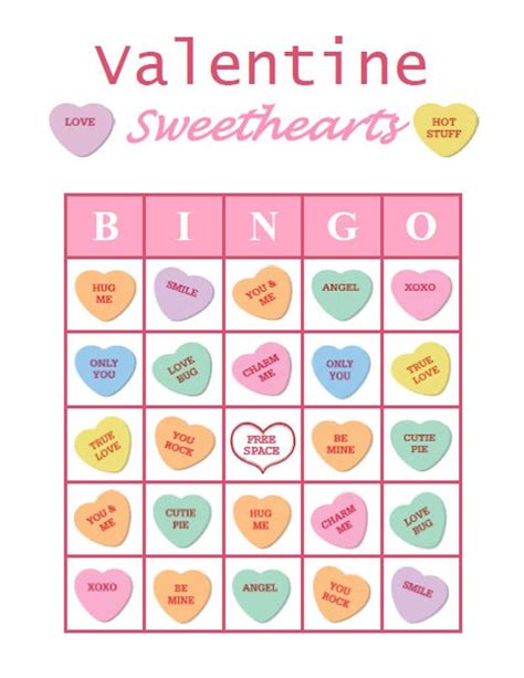 Valentine Bingo 30 Printable Valentine Sweethearts Holiday Party Bingo
