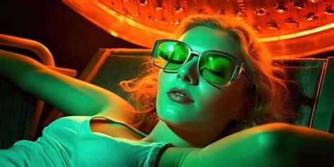 Premium Photo Girl Laying On The Sun Bed With Glasses In The Style Of