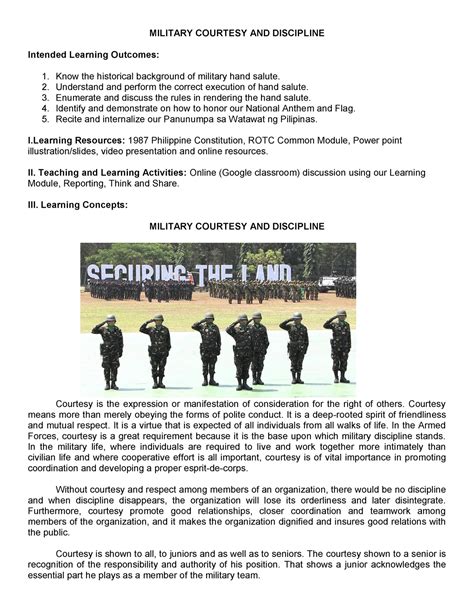 Nstp Modular For Freshmen Military Courtesy And Discipline Intended