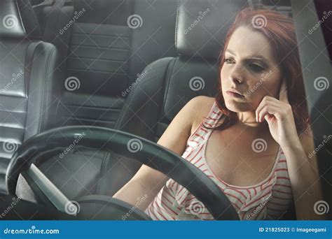 Young Woman Behind The Wheel Stock Image Image 21825023