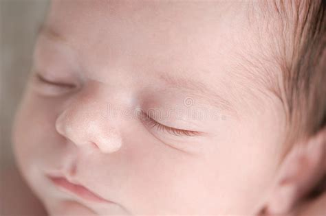 Close Up Shot Of A Newborn Baby Boy S Face Stock Image Image Of Mouth