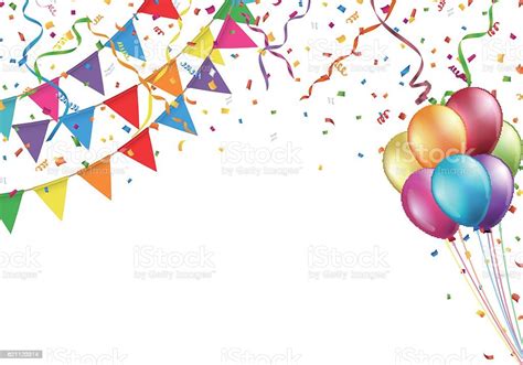 Celebration Design With Flag Balloon Confetti And Streamer Stock Vector