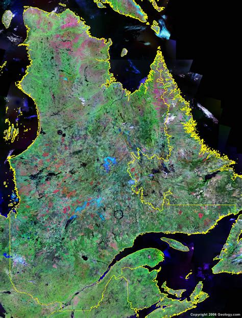 Quebec Map And Satellite Image Roads Lakes Rivers Cities