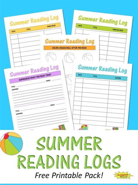 Summer Reading Logs Free Printable Pack Learning Ideas For Parents