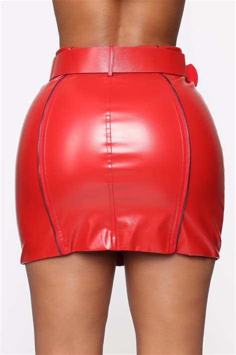 Bar Hopping Mini Skirt Red In Mini Skirts High Waisted Denim