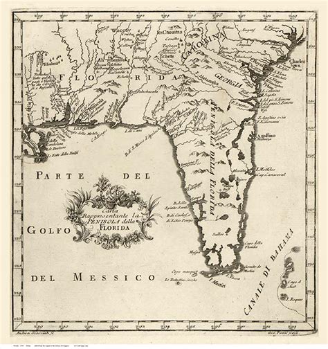 Florida 1763 Italian Text Old State Map Reprint Old Maps
