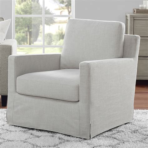 Serta Swivel Accent Chair With Arms Light Gray Fabric Upholstery