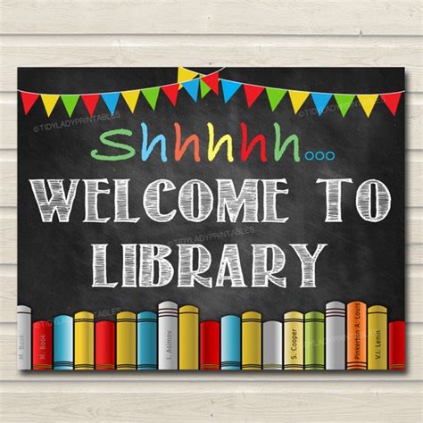 Shhh Welcome Library School Sign Classroom Decor School