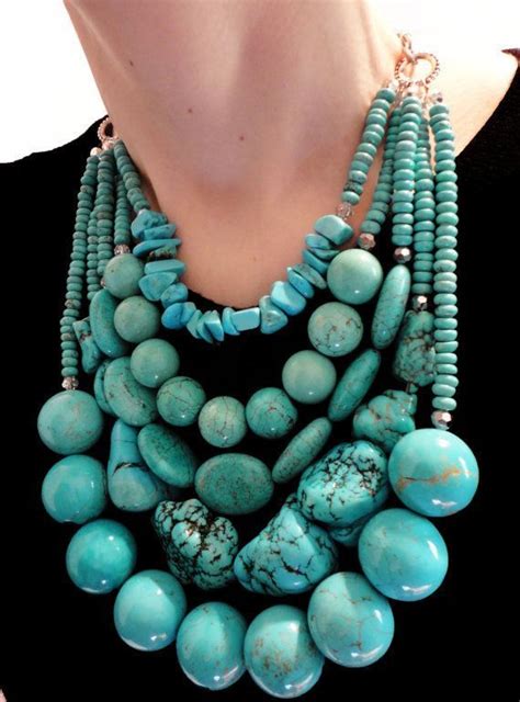 Genuine Turquoise Gemstones In The Coolest Statement Necklace Ever