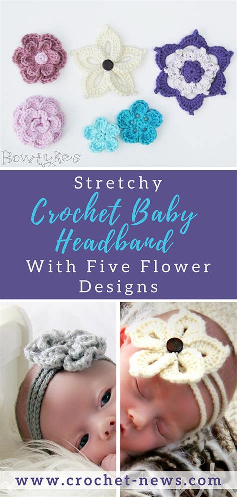 Strechy Crochet Baby Headband With Five Flower Designs Crochet News