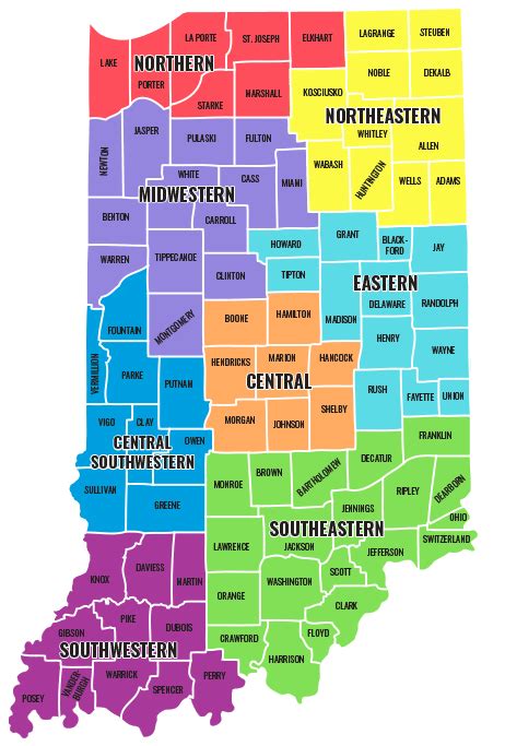 Counties Of Indiana Map World Of Light Map