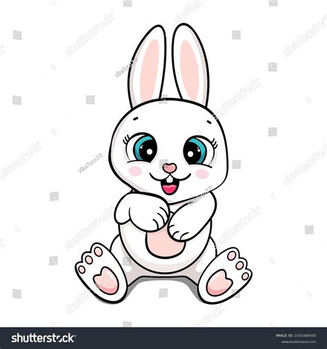 Happy Cartoon Cute Baby Bunny Sitting And Royalty Free Stock Vector